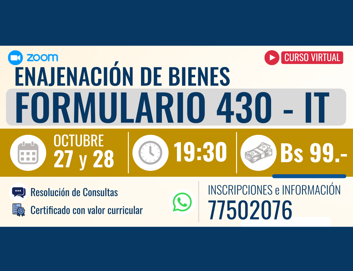 ENAJENACIÓN DE BIENES - FORMULARIO 430 IT