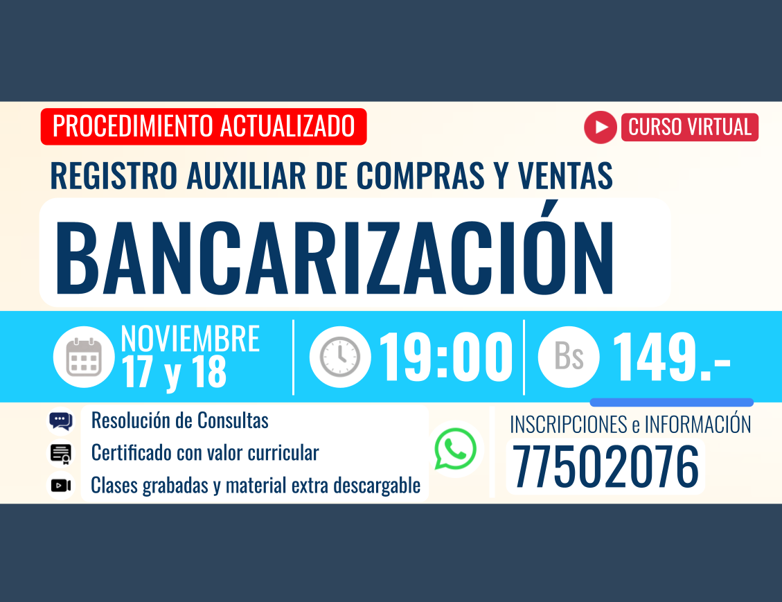 Envío y llenado del Registro Auxiliar de Compras y Ventas - BANCARIZACIÓN